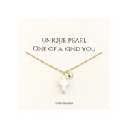 Pearl Cross Necklace for Women Gold Initial K Necklaces 14K Gold Plated Cute Dainty Baroque Pearl Cross Pendant Necklace Jewelry Gift