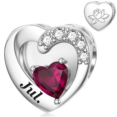 SEVENWELL Birthstone with Birth Flowers Charm for Charms Bracelet 925 Sterling Silver Bead Charms Happy Birthday Charms for Women